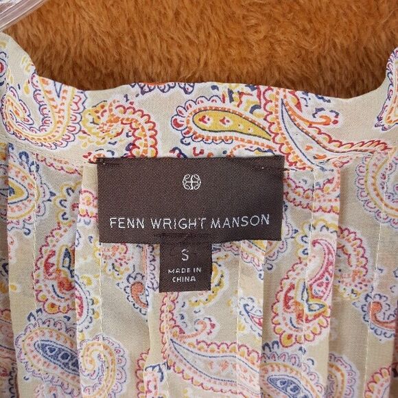 FENN WRIGHT MANSON Womens Top Small Tan Paisley Pullover Sleeveless Tank Blouse - Picture 3 of 9